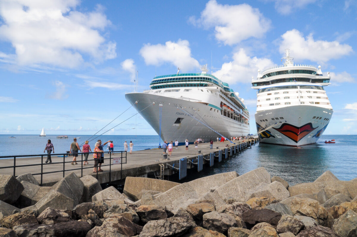 Cruise ships docked in St George s harbour Grenada Cruise ships docked in St George s harbour Grenada