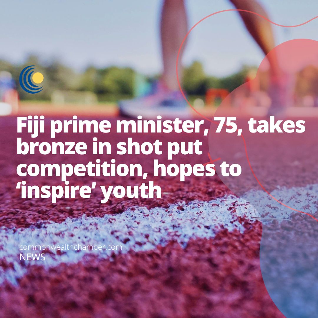 Fiji prime minister, 75, takes bronze in shot put competition, hopes to ‘inspire’ youth